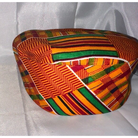 Kente Ghana African kufi Hat men or women. Scarf And Earrings Included. Set - Picture 3 of 12